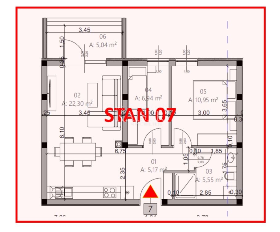 Istra, Pula - dvosobno stanovanje 54m2 v novogradnji z dvigalom