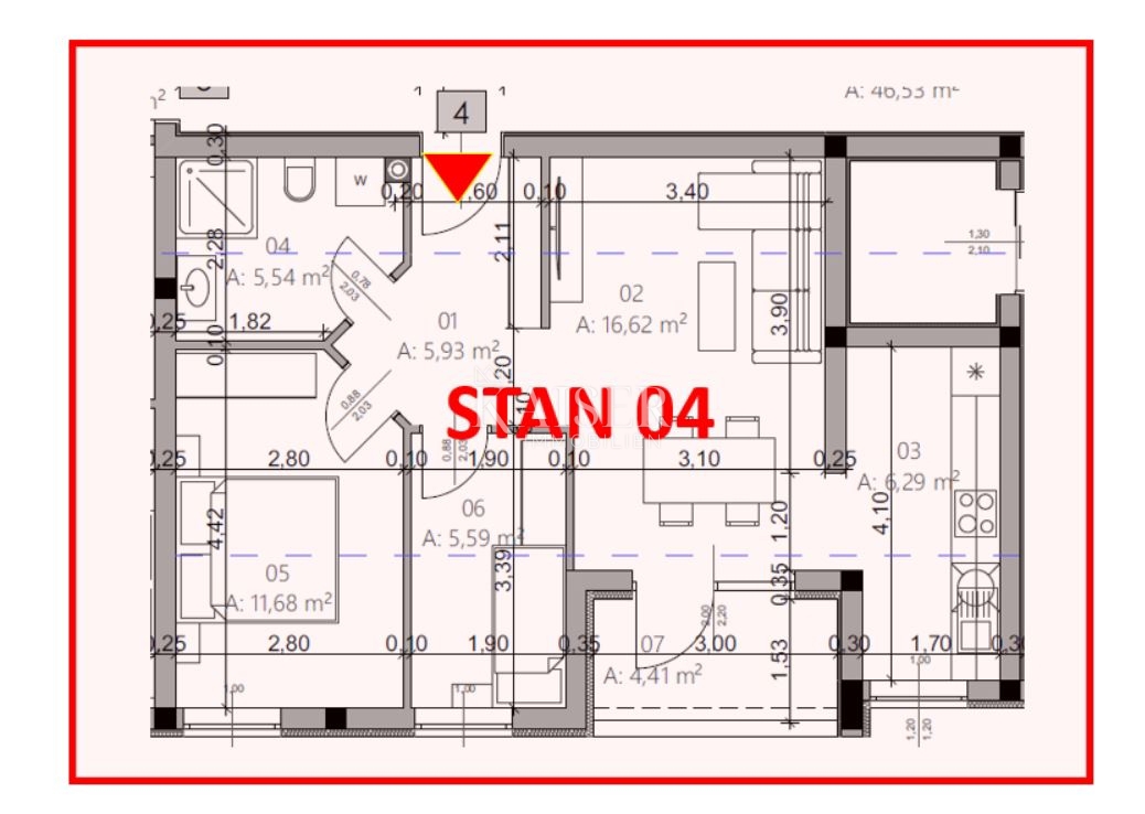 Istra, Pula - dvosobno stanovanje 54m2 v novogradnji z dvigalom