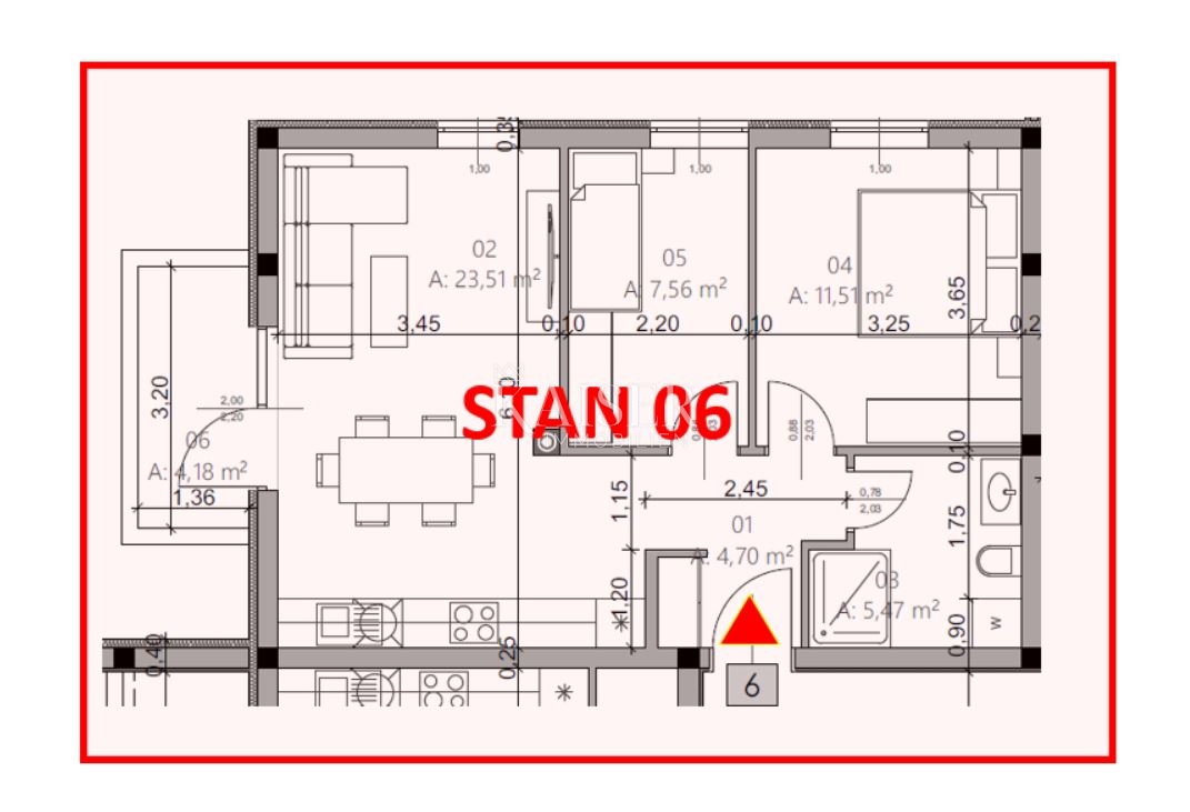 Istra, Pula - dvosobno stanovanje 54m2 v novogradnji z dvigalom