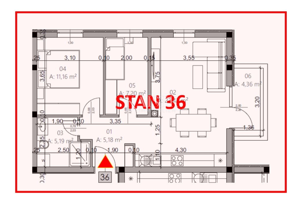 Istra, Pula - dvosobno stanovanje 54m² v moderni novogradnji