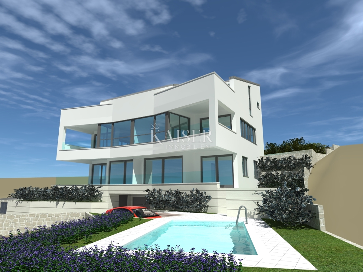 Otok Krk, Punat - zemljišče 914 m2 s projektom