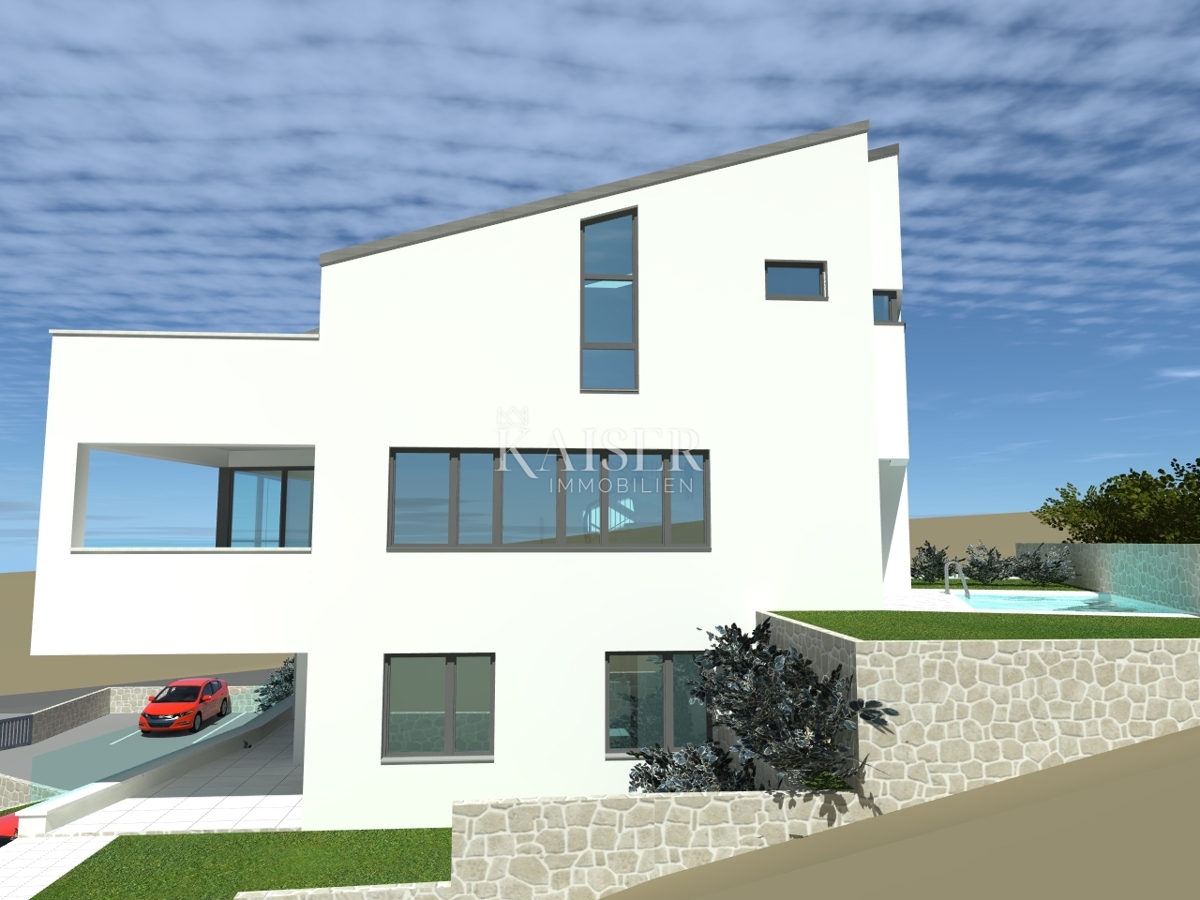 Otok Krk, Punat - zemljišče 914 m2 s projektom