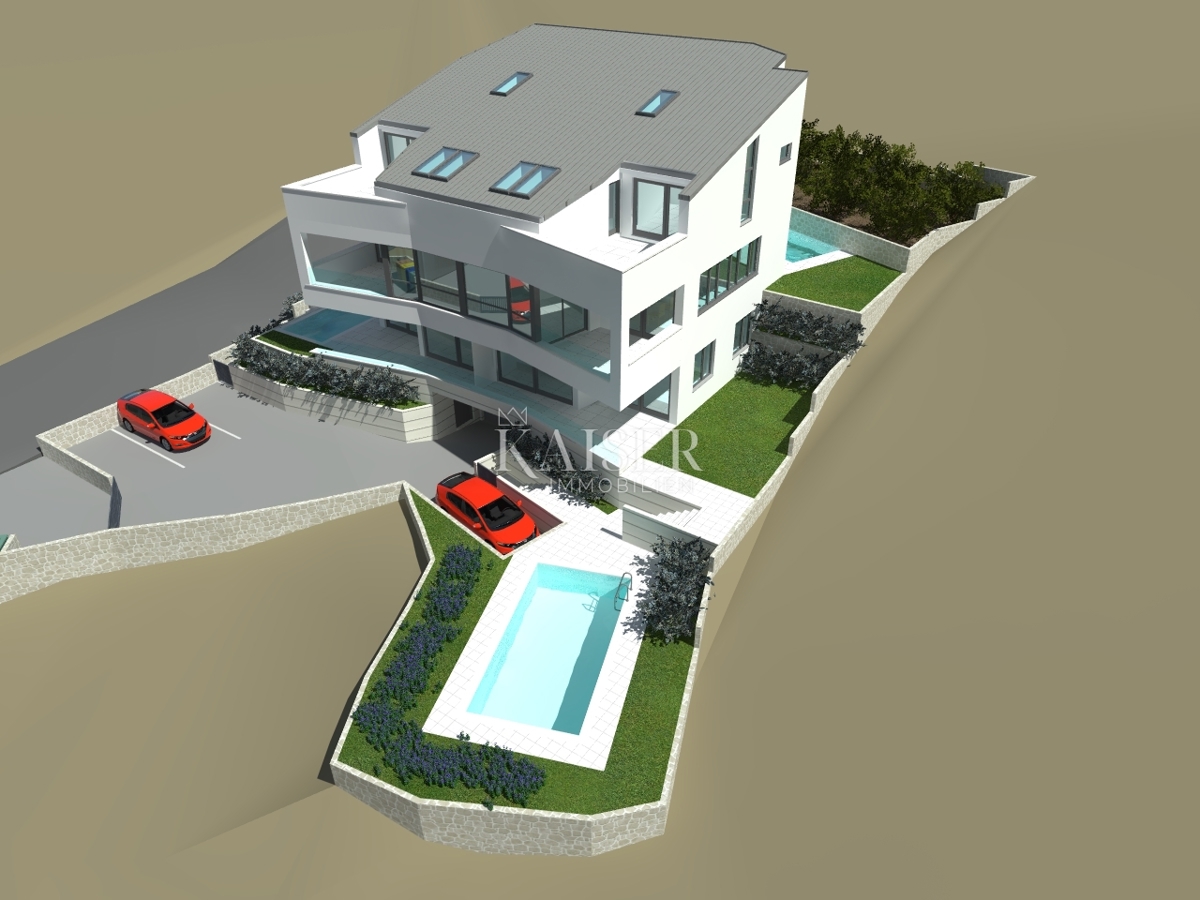 Otok Krk, Punat - zemljišče 914 m2 s projektom