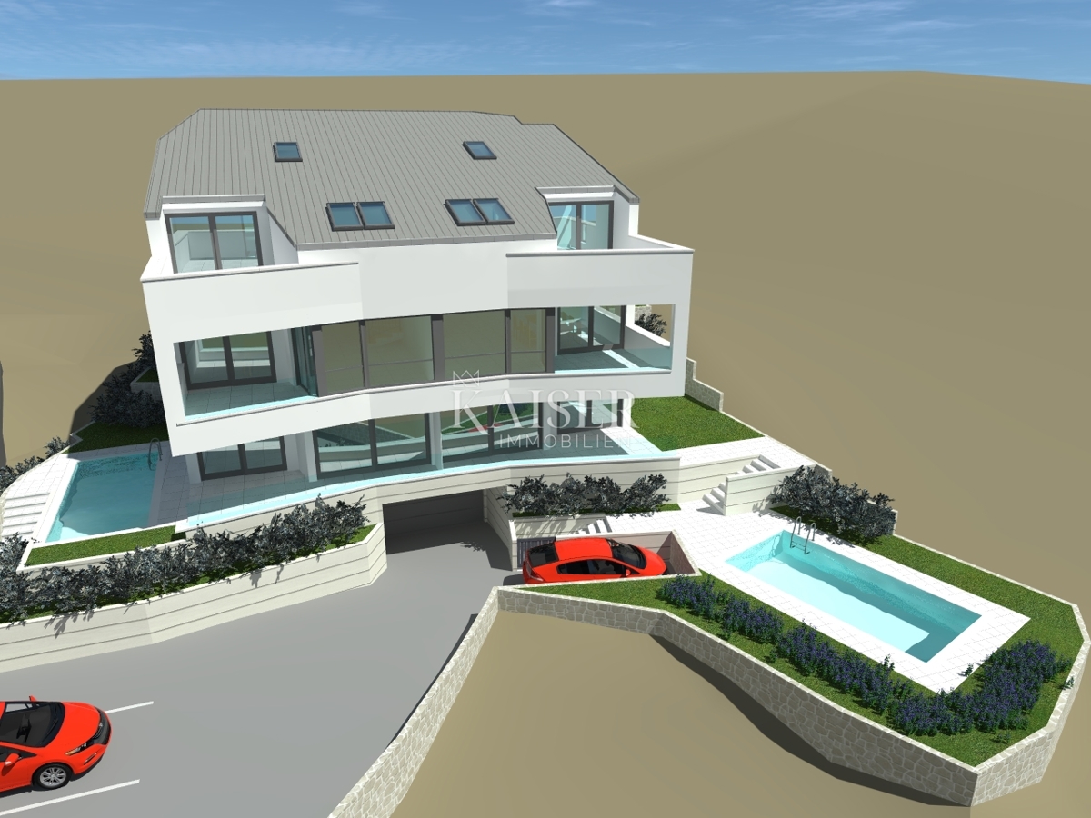 Otok Krk, Punat - zemljišče 914 m2 s projektom