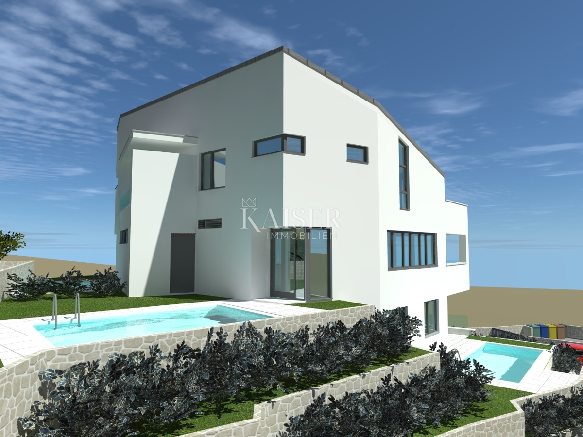 Otok Krk, Punat - zemljišče 914 m2 s projektom