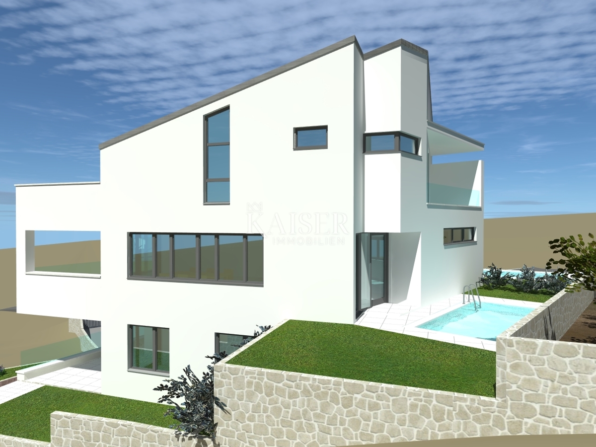 Otok Krk, Punat - zemljišče 914 m2 s projektom