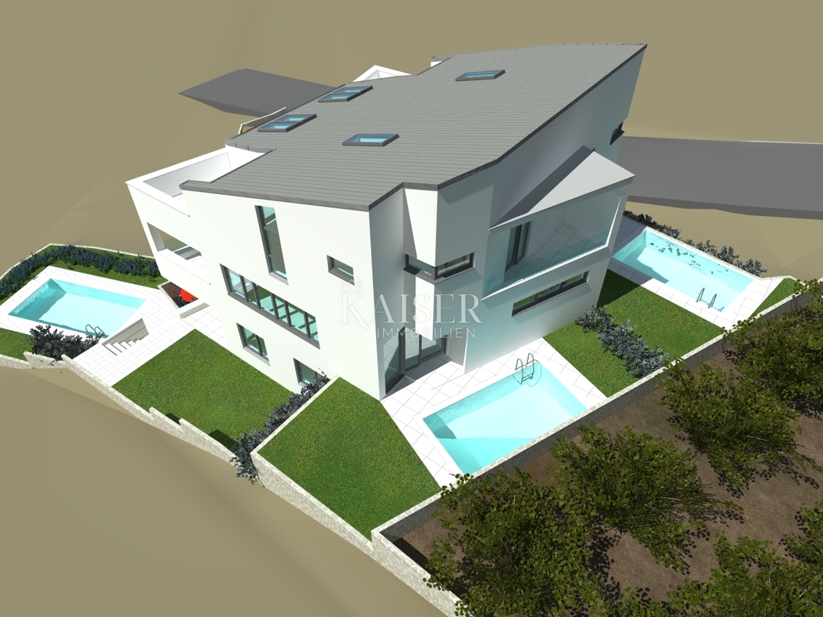 Otok Krk, Punat - zemljišče 914 m2 s projektom