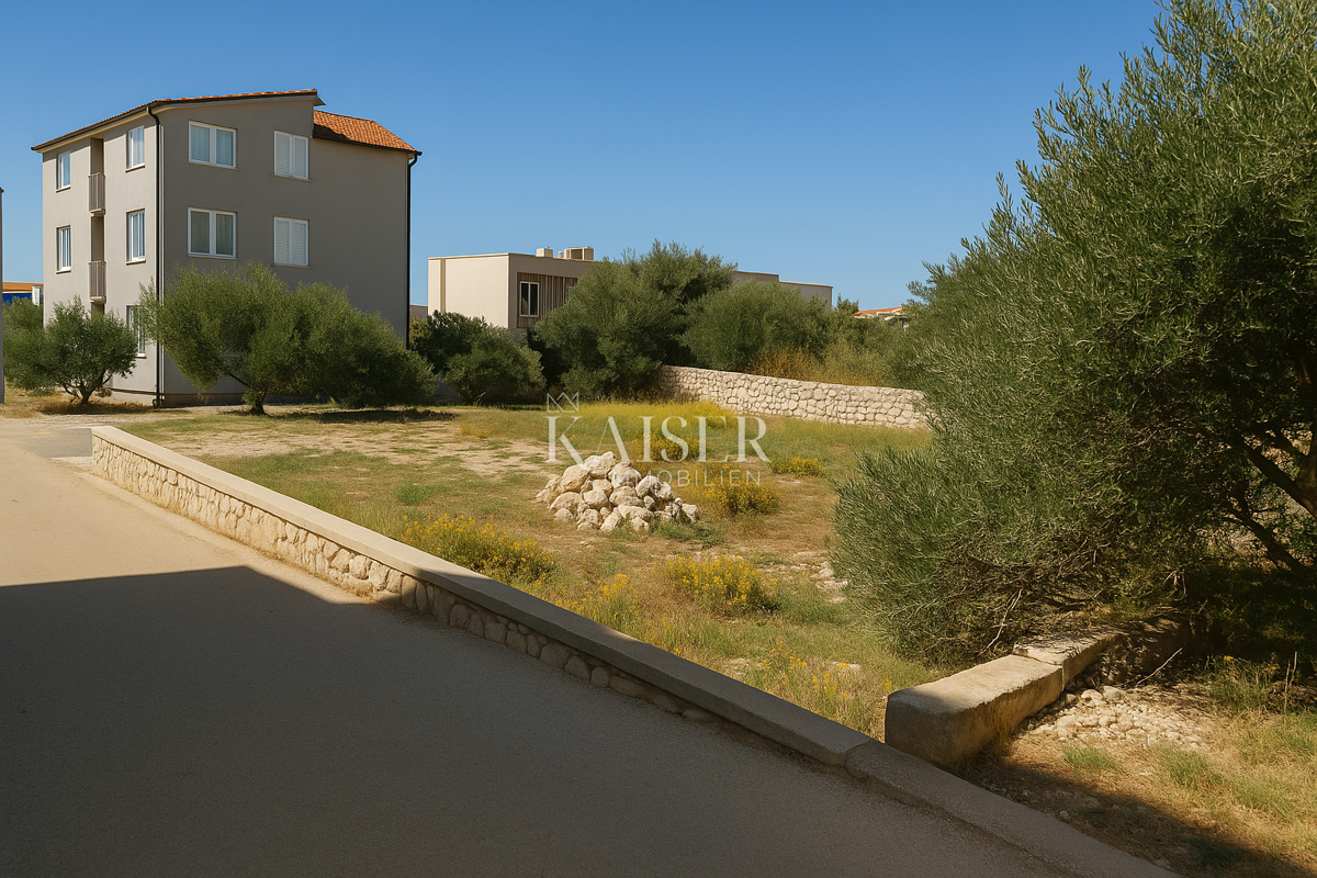 Pag, Mandre – gradbeno zemljišče 734 m², 600 m od morja