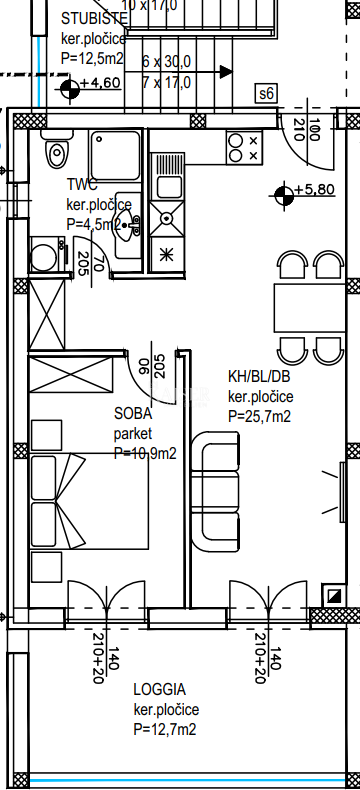 Stanovanje Crvene kuće, Zadar, 61,40m2
