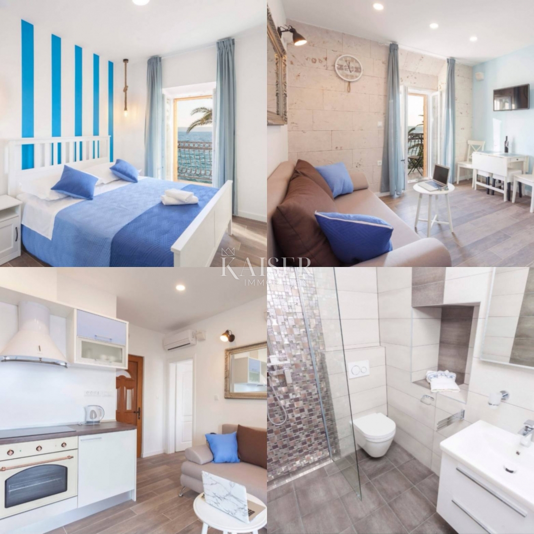 Živogošće Porat - Očarljiva kamnita hiša s tremi apartmaji, prva vrsta do morja