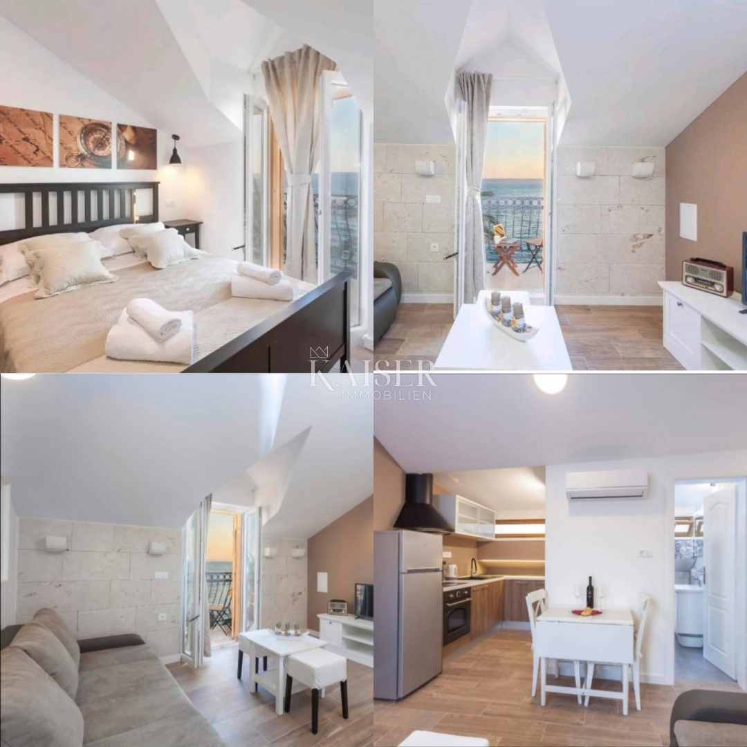 Živogošće Porat - Očarljiva kamnita hiša s tremi apartmaji, prva vrsta do morja