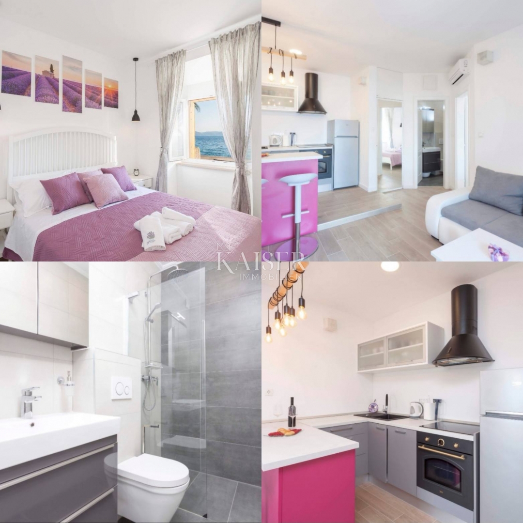 Živogošće Porat - Očarljiva kamnita hiša s tremi apartmaji, prva vrsta do morja