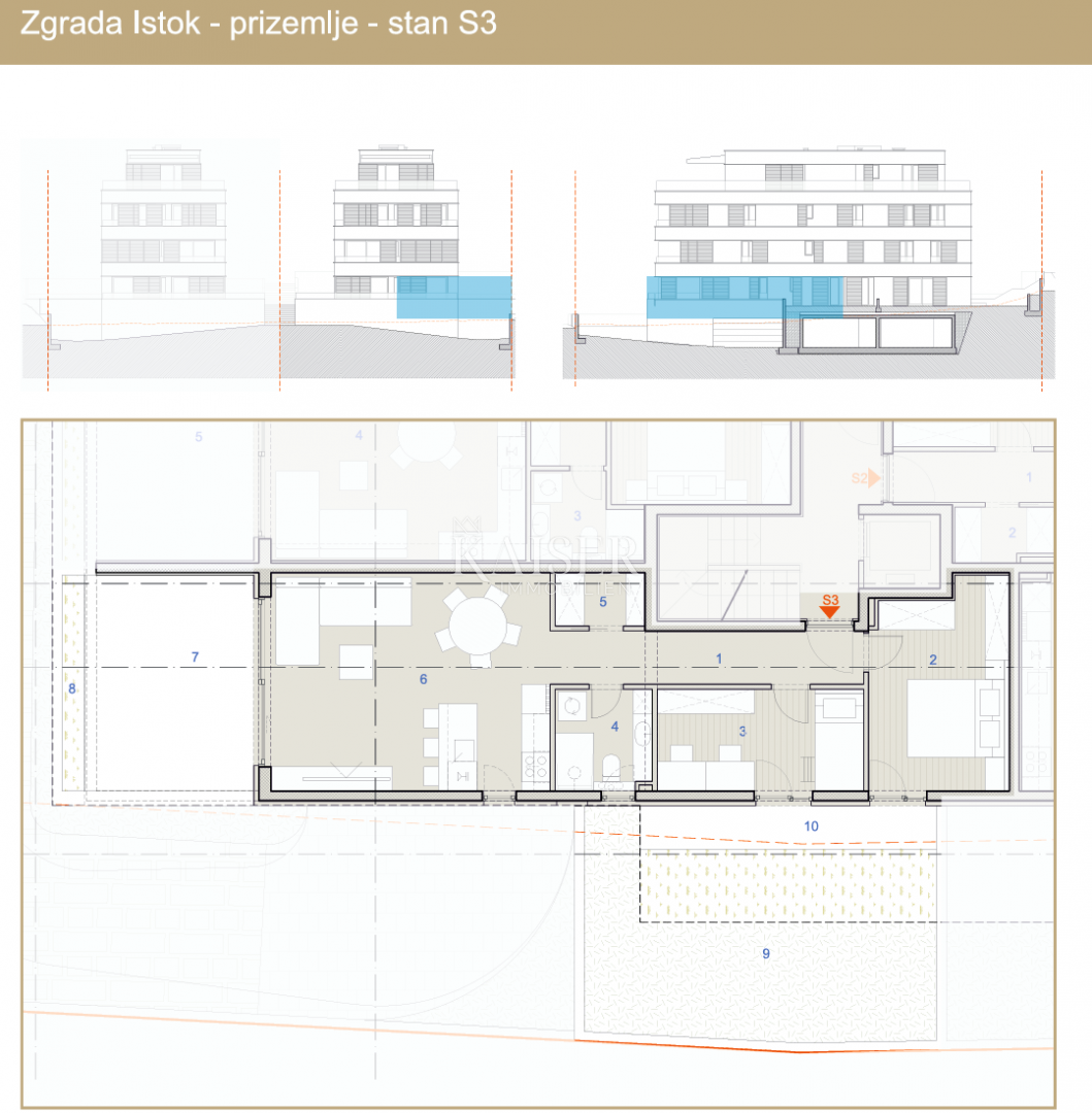 Kaštel Sućurac, Split - Udobno dvosobno stanovanje (S3) v pritličju z zasebnim vrtom
