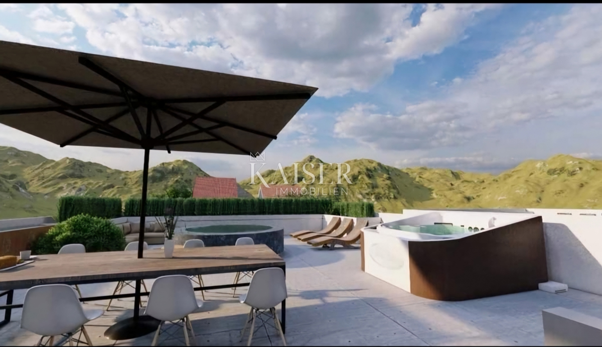 Rab, Banjol - Penthouse s strešno teraso in panoramskim razgledom