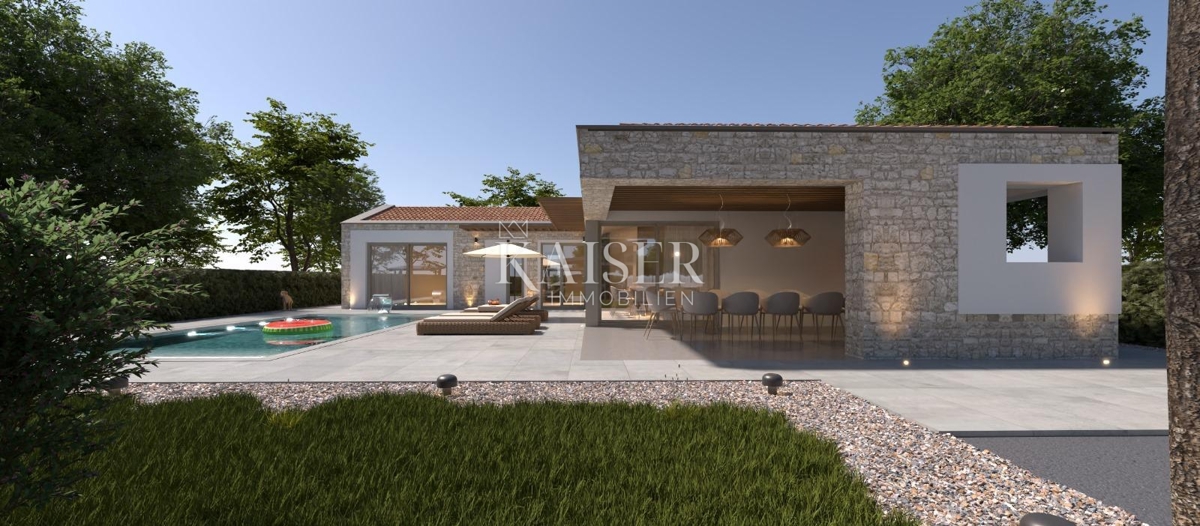 Istra - Višnjan, moderna enonadstropna hiša z bazenom