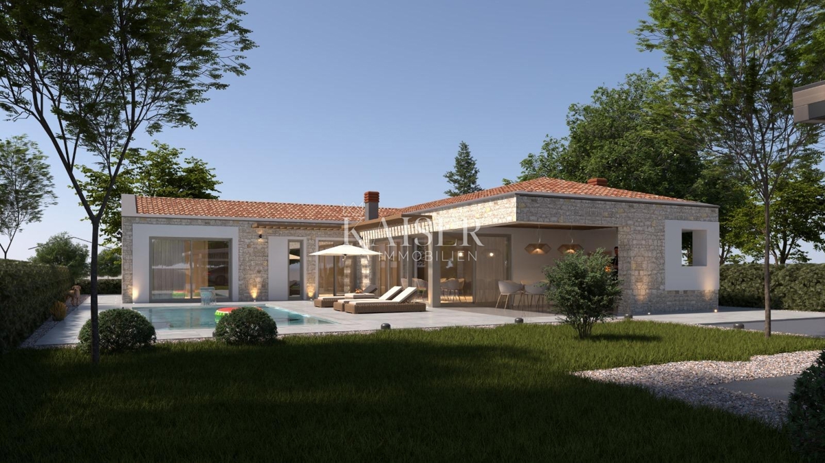 Istra - Višnjan, moderna enonadstropna hiša z bazenom