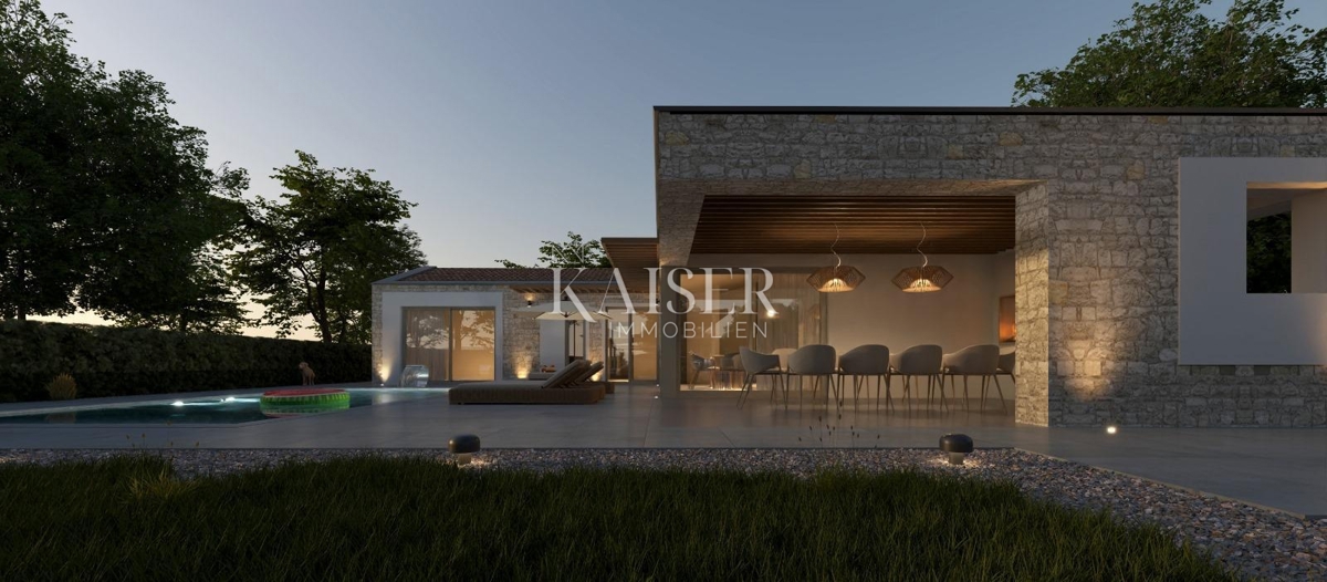 Istra - Višnjan, moderna enonadstropna hiša z bazenom