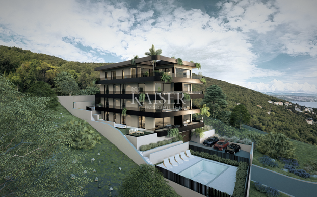 Opatija-Ičići, ekskluzivno trosobno stanovanje z zasebnim vrtom in panoramskim pogledom na morje