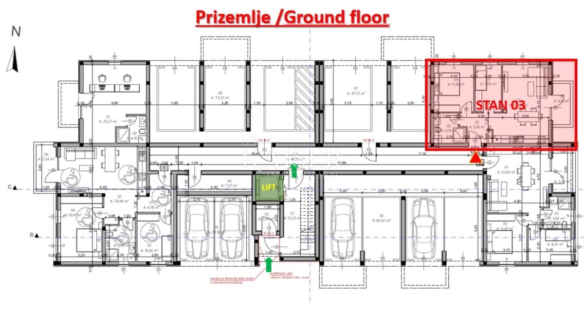 Istra, Pula - dvosobno stanovanje 54m2 v novogradnji