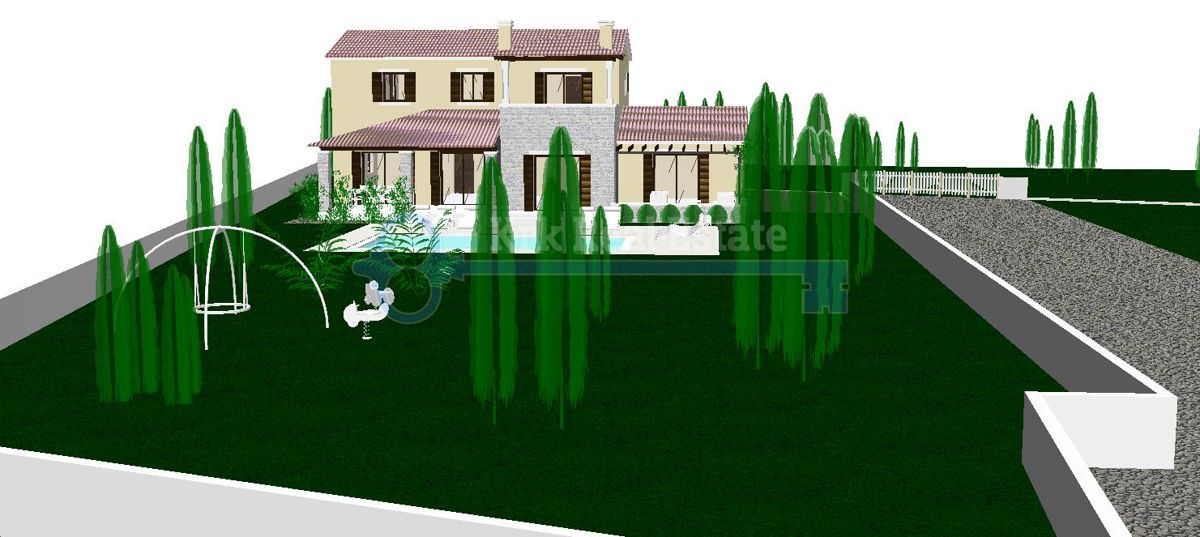 PULA-ZAZIDLJIVO ZEMLJIŠČE S PROJEKTOM ZA HIŠO Z BAZENOM