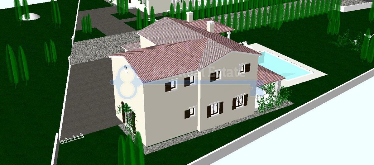 PULA-ZAZIDLJIVO ZEMLJIŠČE S PROJEKTOM ZA HIŠO Z BAZENOM