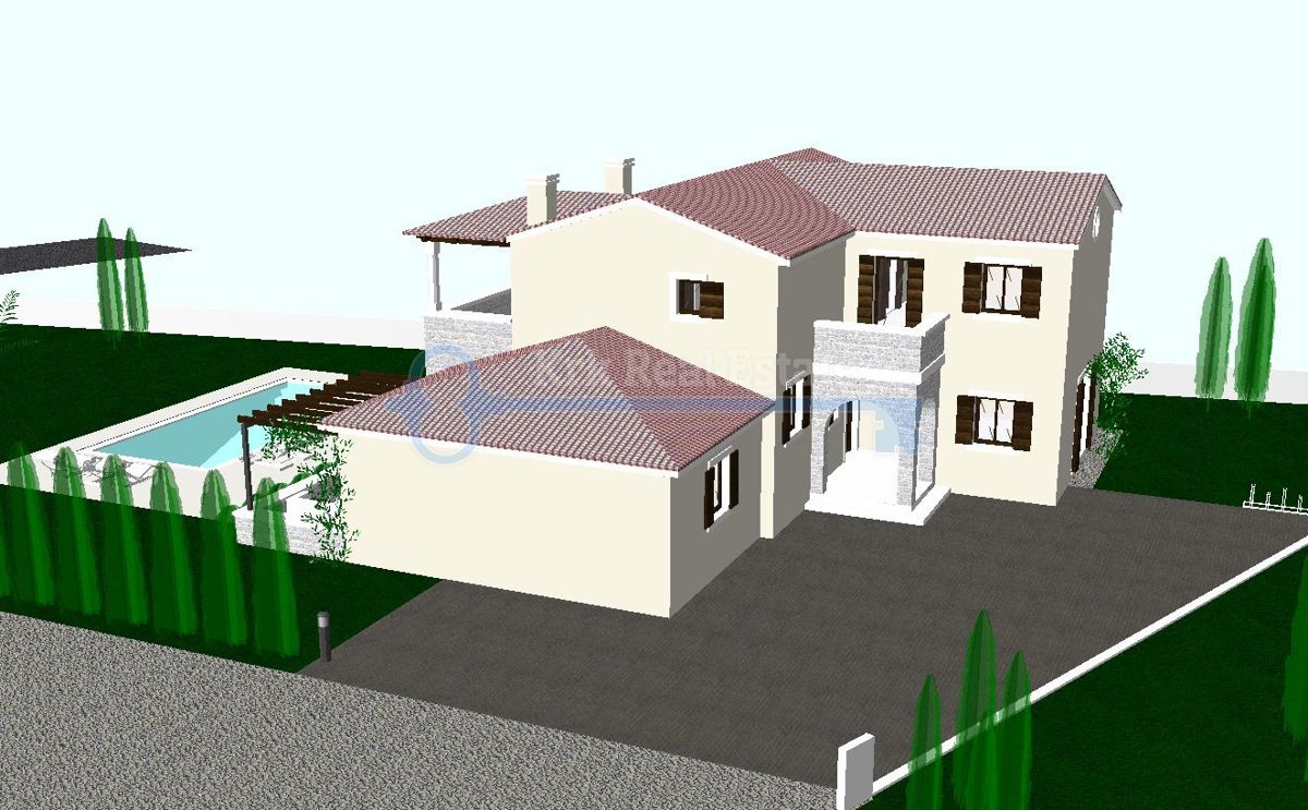 PULA-ZAZIDLJIVO ZEMLJIŠČE S PROJEKTOM ZA HIŠO Z BAZENOM
