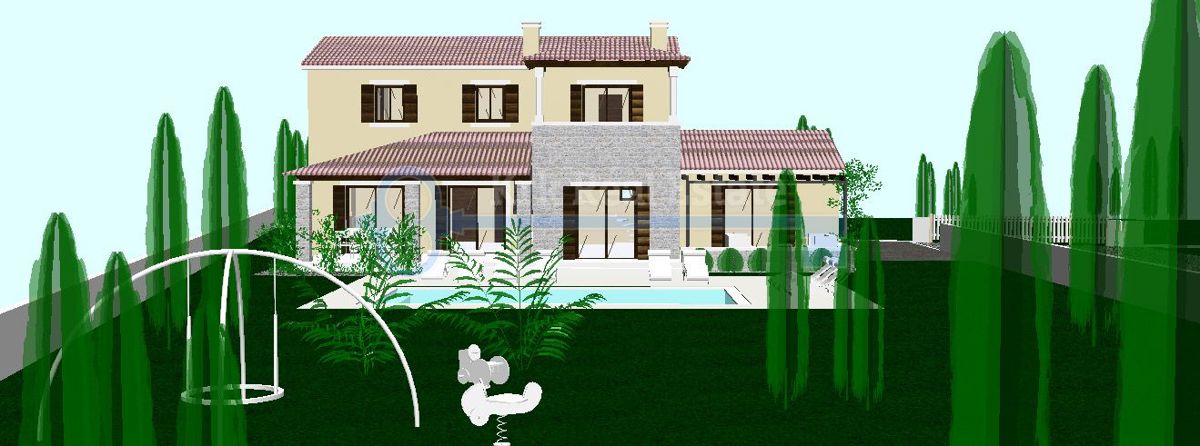 PULA-ZAZIDLJIVO ZEMLJIŠČE S PROJEKTOM ZA HIŠO Z BAZENOM