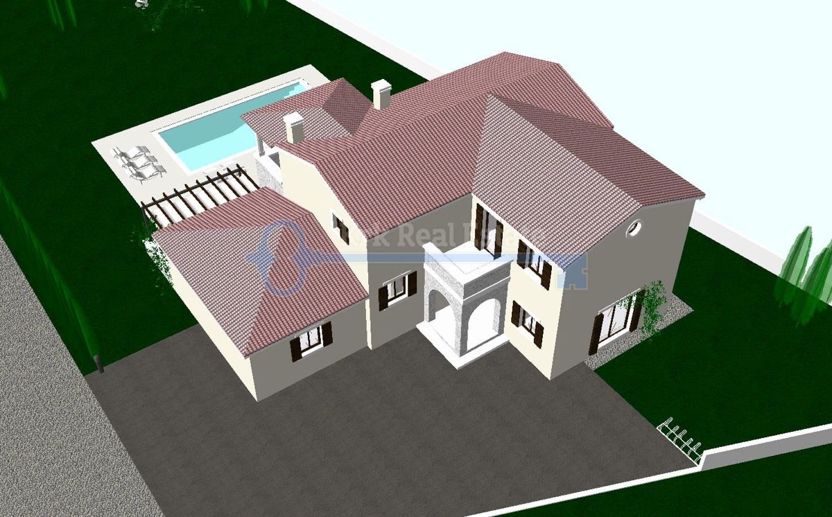 PULA-ZAZIDLJIVO ZEMLJIŠČE S PROJEKTOM ZA HIŠO Z BAZENOM