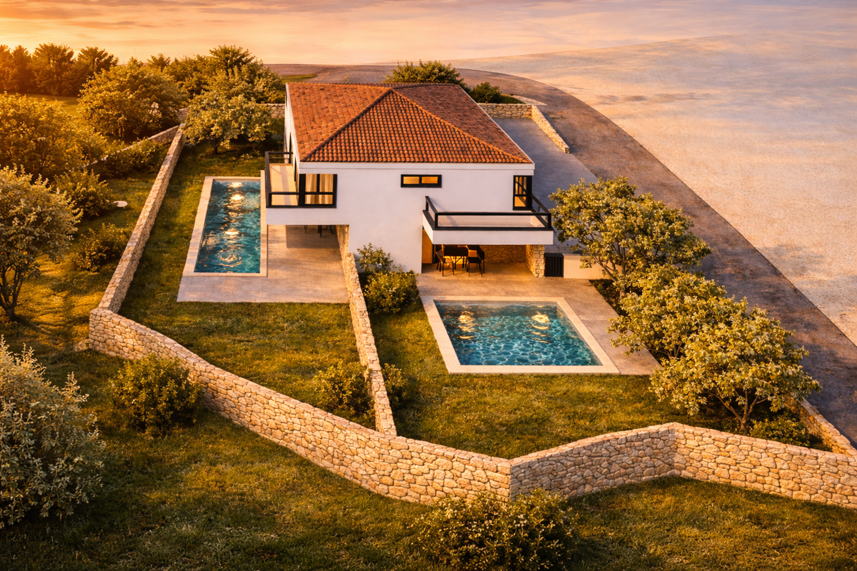 PRODAJA: Nova dvojna hiša z bazenom v Malinski