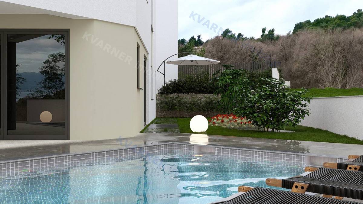 Vrbnik – Pritlični apartma z bazenom in vrtom