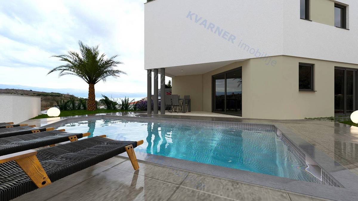 Vrbnik – Pritlični apartma z bazenom in vrtom