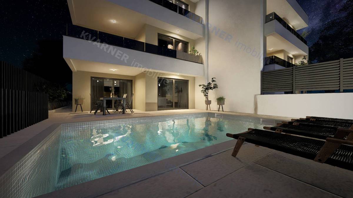 Vrbnik – Pritlični apartma z bazenom in vrtom