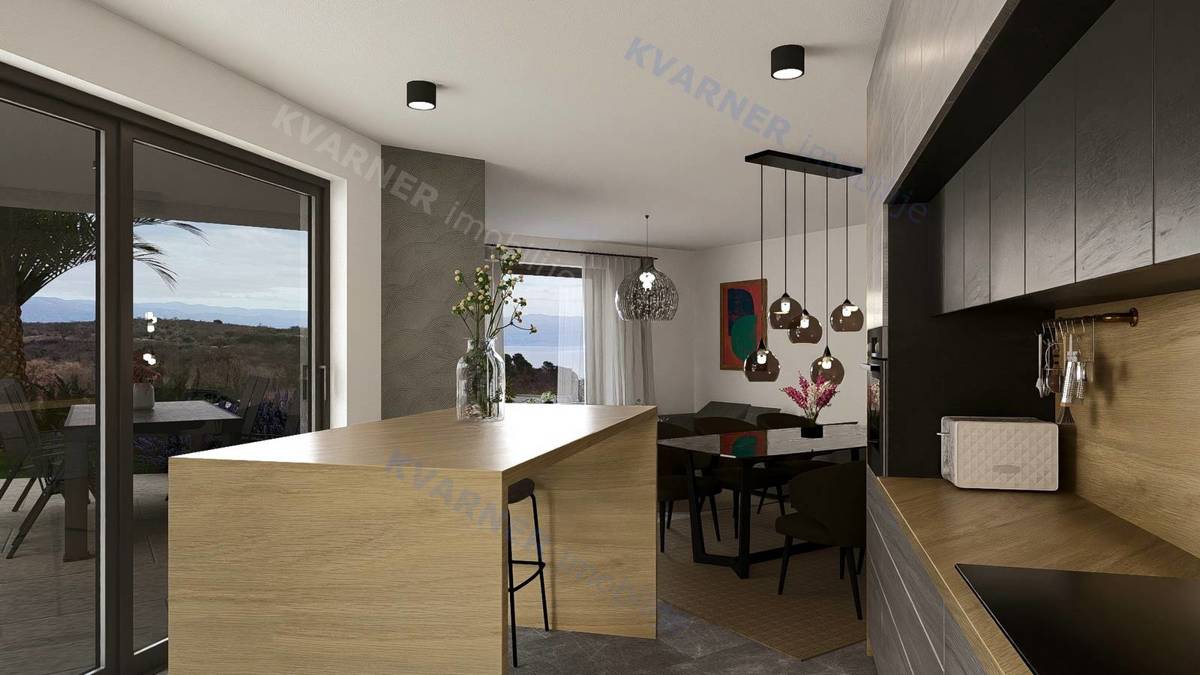 Vrbnik – Pritlični apartma z bazenom in vrtom