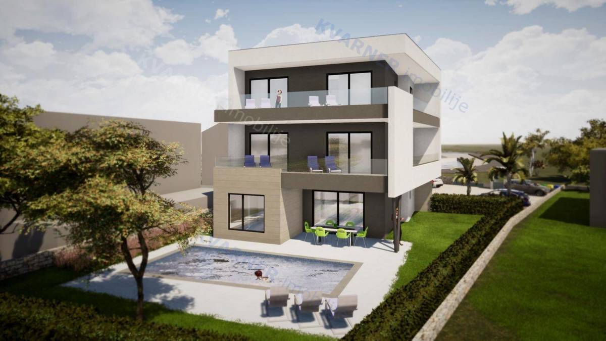 Njivice – Luksuzno stanovanje z bazenom,20 m od morja