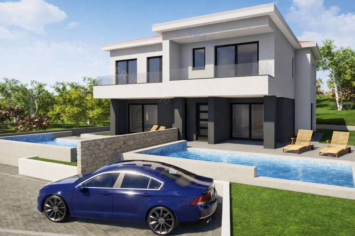 Malinska - nova dvojna hiša z bazenom