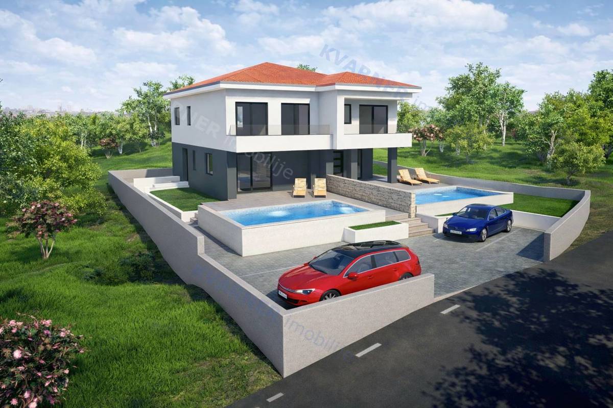 Malinska - nova dvojna hiša z bazenom