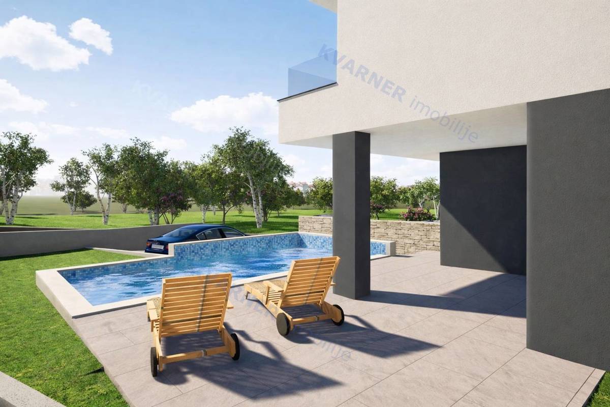 Malinska - nova dvojna hiša z bazenom