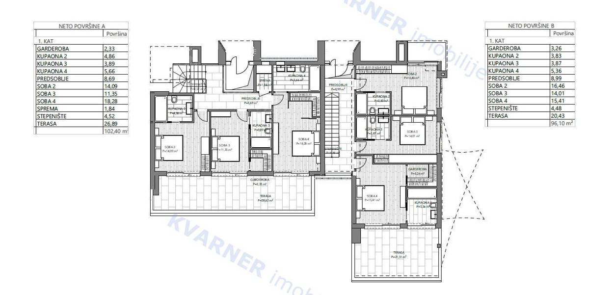  Njivice – hiša z 2 dvonadstropnima apartmajema in bazenom
