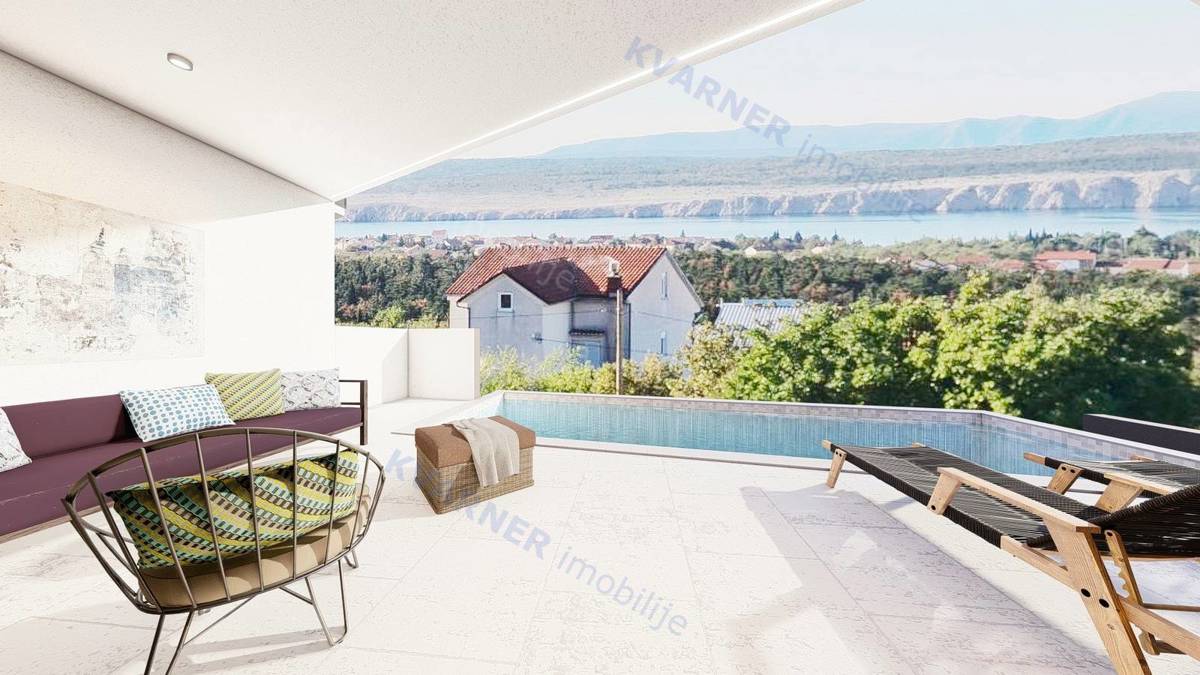 Moderna dvojna vila z bazenom in pogledom na morje