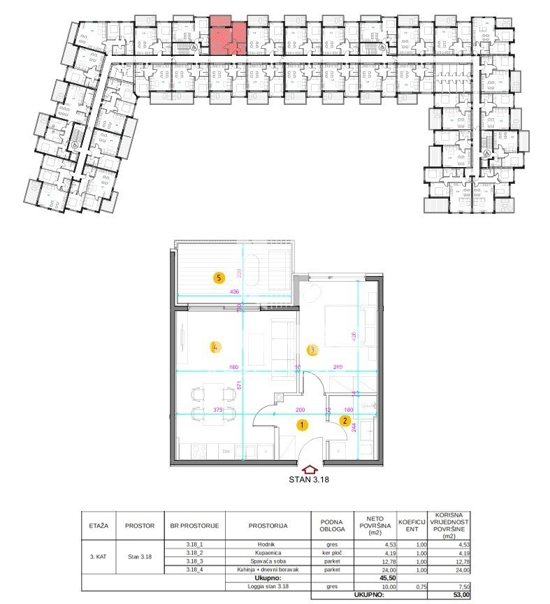 Stanovanje v tretjem nadstropju novogradnje v Umagu