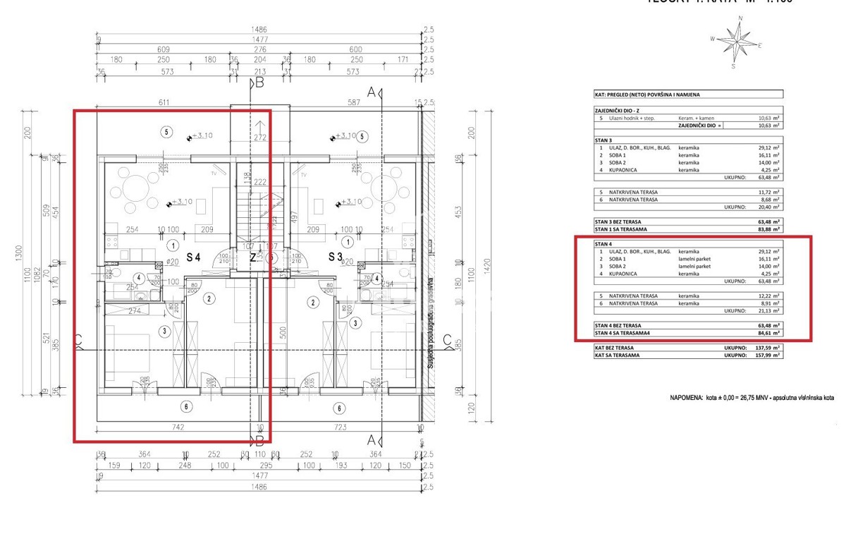 Apartma v prvem nadstropju s strešno teraso s čudovitim pogledom na morje le 650 metrov od morja v Zambratiji