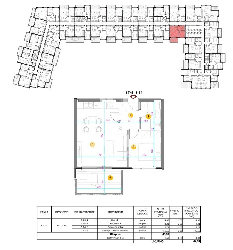 Stanovanje v tretjem nadstropju kakovostne novogradnje z garažnim parkirnim mestom v Umagu