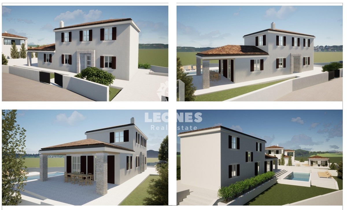 Zemljišče z gradbenim dovoljenjem za hišo z bazenom v bližini Višnjana