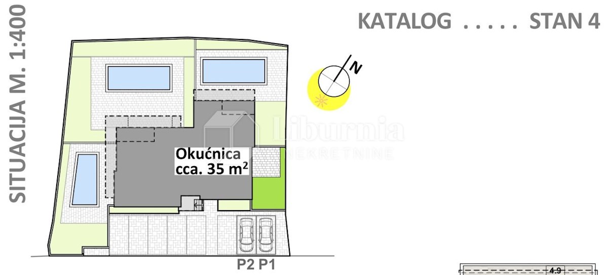 Krk, Malinska. Stanovanje v 2. nadstropju + stanovanje v pritličju z vrtom.