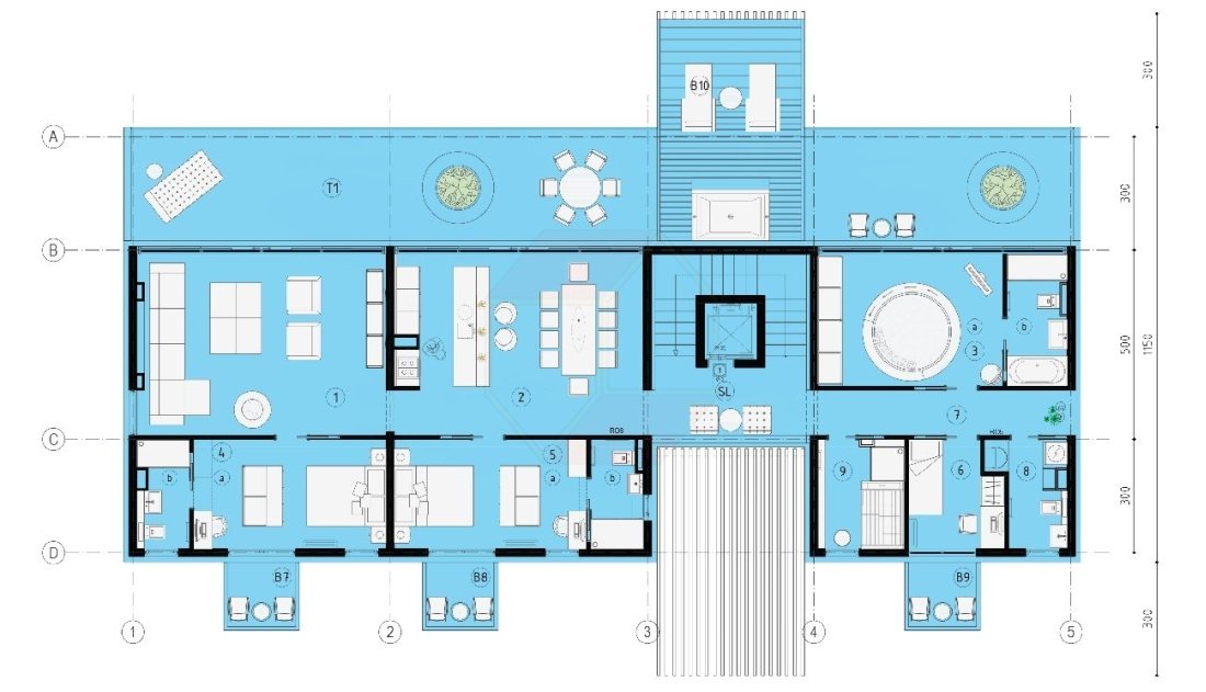 Malinska, Penthouse apartma v novi stavbi, 250 metrov od morja.