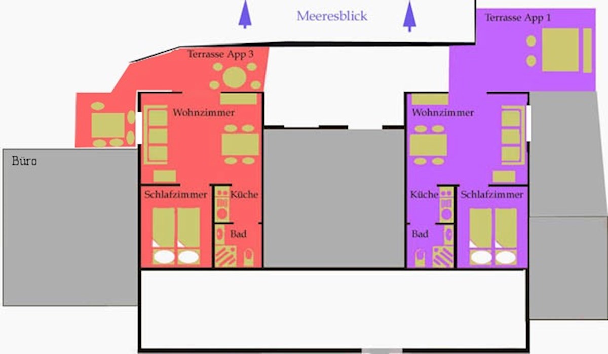 Istra, neposredna bližina Labina. Samostojna vila z devetimi apartmaji, bazenom, 1500 metrov od morja.
