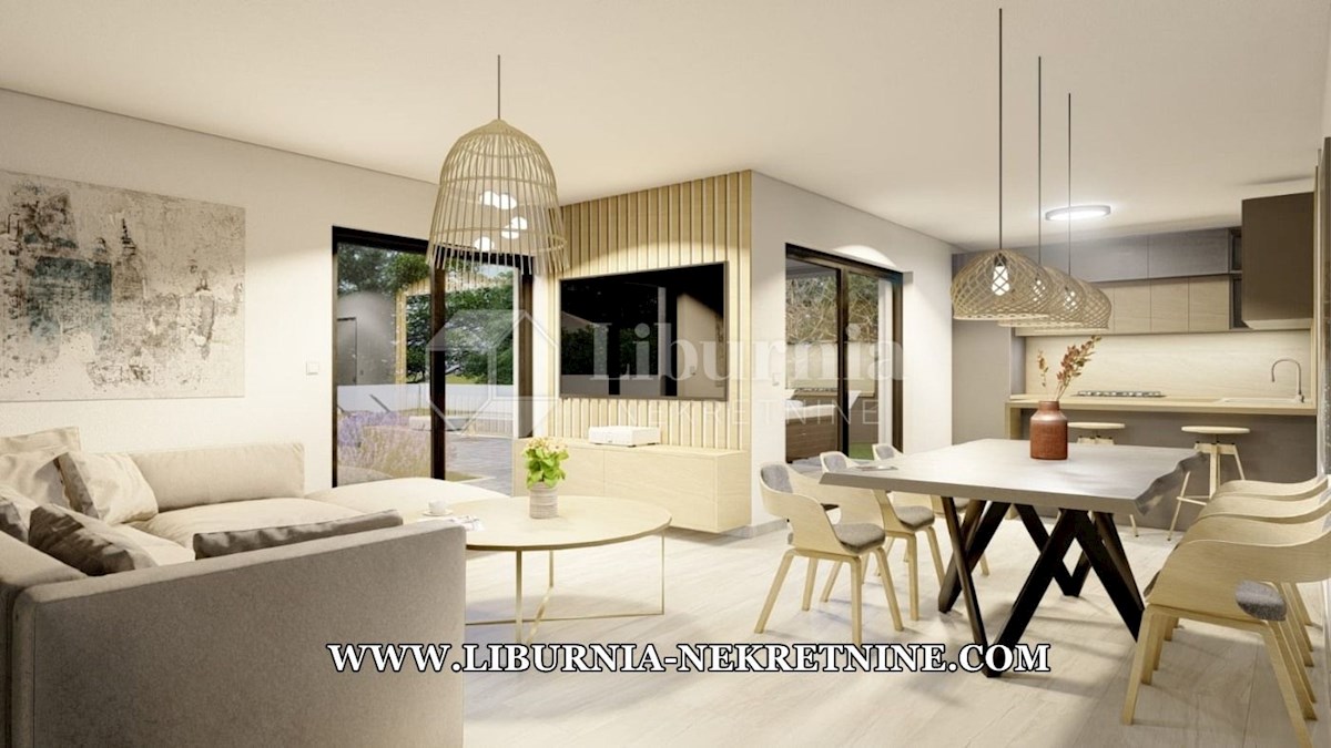 Krk, Malinska. Penthouse stanovanje v 2. nadstropju, z bazenom, 700 metrov od morja