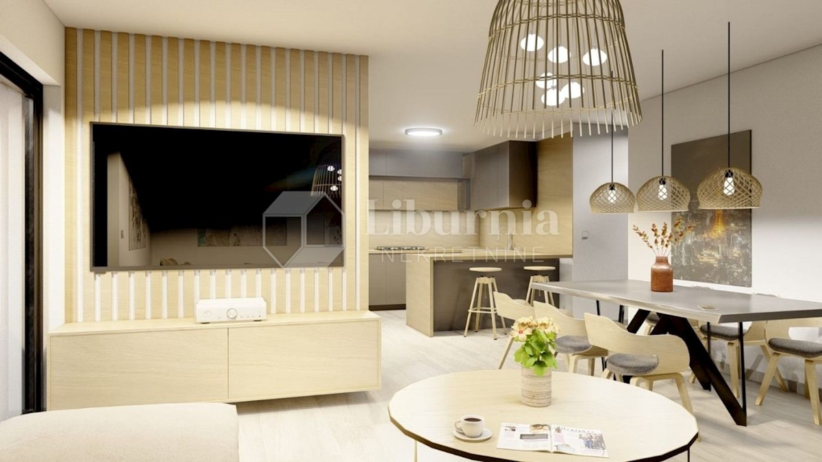 Krk, Malinska. Apartma v pritličju z vrtom in bazenom, 700 metrov od morja.