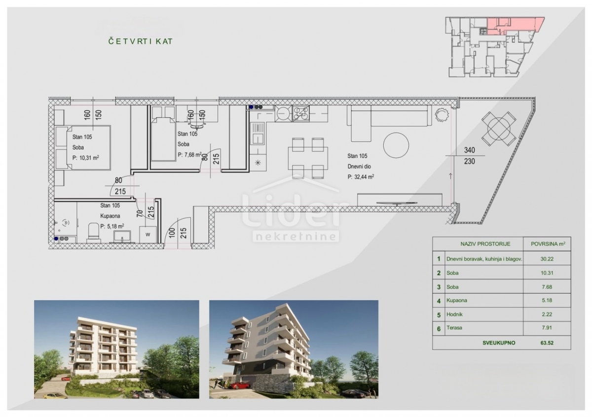 Stanovanje Zamet, Rijeka, 64,11m2