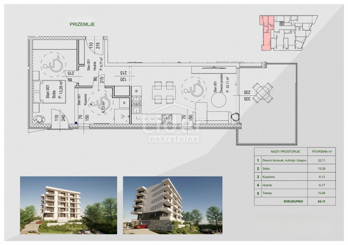Stanovanje Zamet, Rijeka, 64,11m2